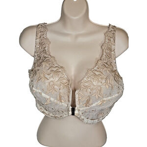 Amoureuse Ivory Sparkling Champagne Embroidered Underwire Bra Size 46DDD